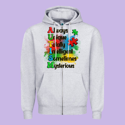 Always Unique Autism Zipper Hoodie Designed By Oliviacreatesart