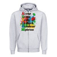 Heather Grey always unique autism Zipper Hoodie - OliviaCreatesArt