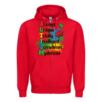 Red always unique autism Zipper Hoodie - OliviaCreatesArt