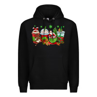 Black christmas santa claus coffee cups Premium Hoodie - OliviaCreatesArt