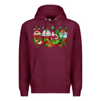 Burgundy christmas santa claus coffee cups Premium Hoodie - OliviaCreatesArt