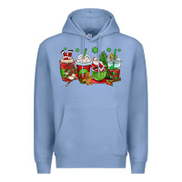 Colony Blue christmas santa claus coffee cups Premium Hoodie - OliviaCreatesArt