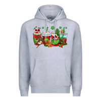 Heather Grey christmas santa claus coffee cups Premium Hoodie - OliviaCreatesArt