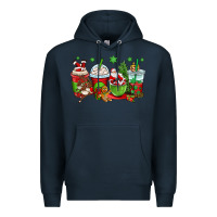 Navy christmas santa claus coffee cups Premium Hoodie - OliviaCreatesArt