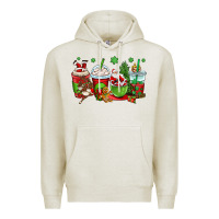 Oatmeal Heather christmas santa claus coffee cups Premium Hoodie - OliviaCreatesArt