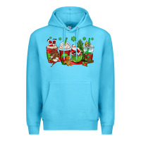 Ocean Blue christmas santa claus coffee cups Premium Hoodie - OliviaCreatesArt