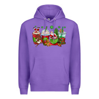 Purple christmas santa claus coffee cups Premium Hoodie - OliviaCreatesArt