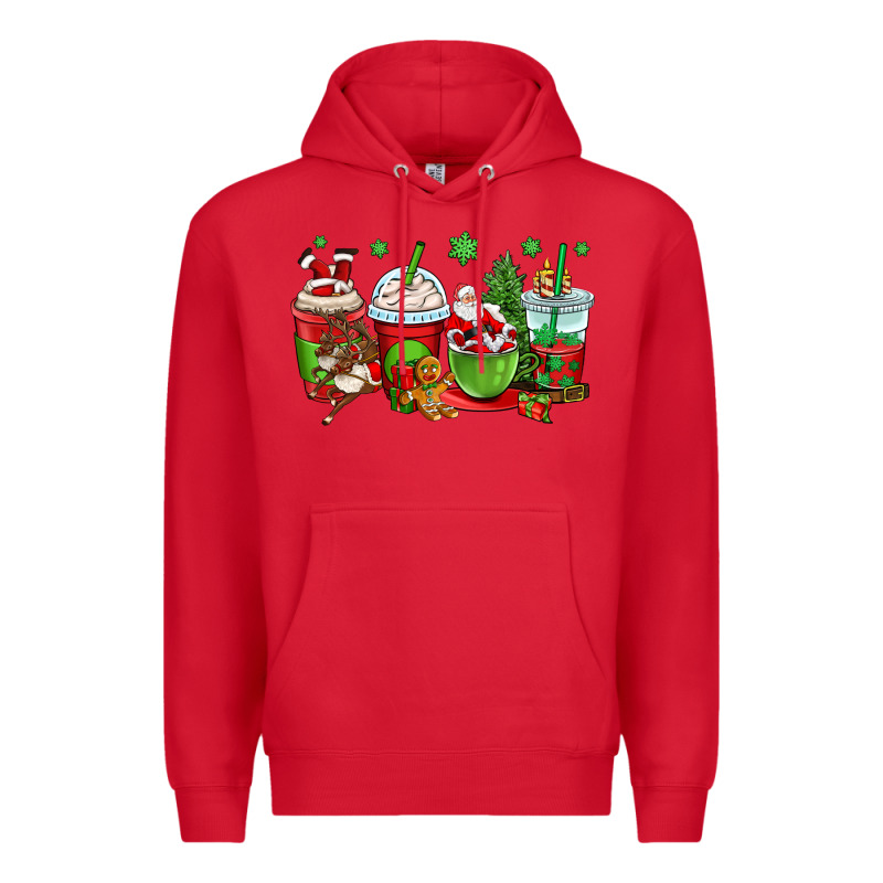 Christmas Santa Claus Coffee Cups Premium Hoodie by OliviaCreatesArt | Teevron