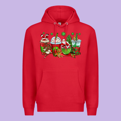 Christmas Santa Claus Coffee Cups Premium Hoodie Designed By Oliviacreatesart