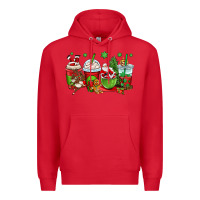 Red christmas santa claus coffee cups Premium Hoodie - OliviaCreatesArt