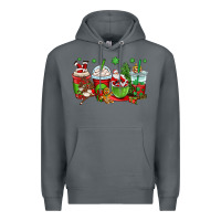 Rock christmas santa claus coffee cups Premium Hoodie - OliviaCreatesArt