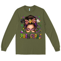 Army Green mardi gras principal caucasian messy bun Long Sleeve Tee - texasbilliewilder