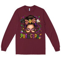 Burgundy mardi gras principal caucasian messy bun Long Sleeve Tee - texasbilliewilder
