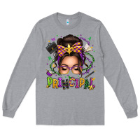 Mardi Gras Principal Caucasian Messy Bun Long Sleeve Tee | Teevron