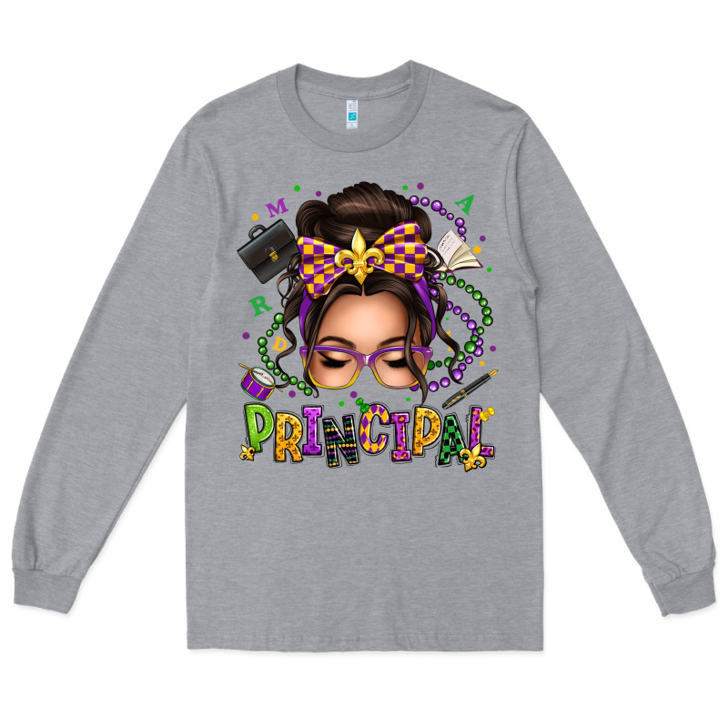 Mardi Gras Principal Caucasian Messy Bun Long Sleeve Tee by texasbilliewilder | Teevron