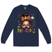 Navy mardi gras principal caucasian messy bun Long Sleeve Tee - texasbilliewilder