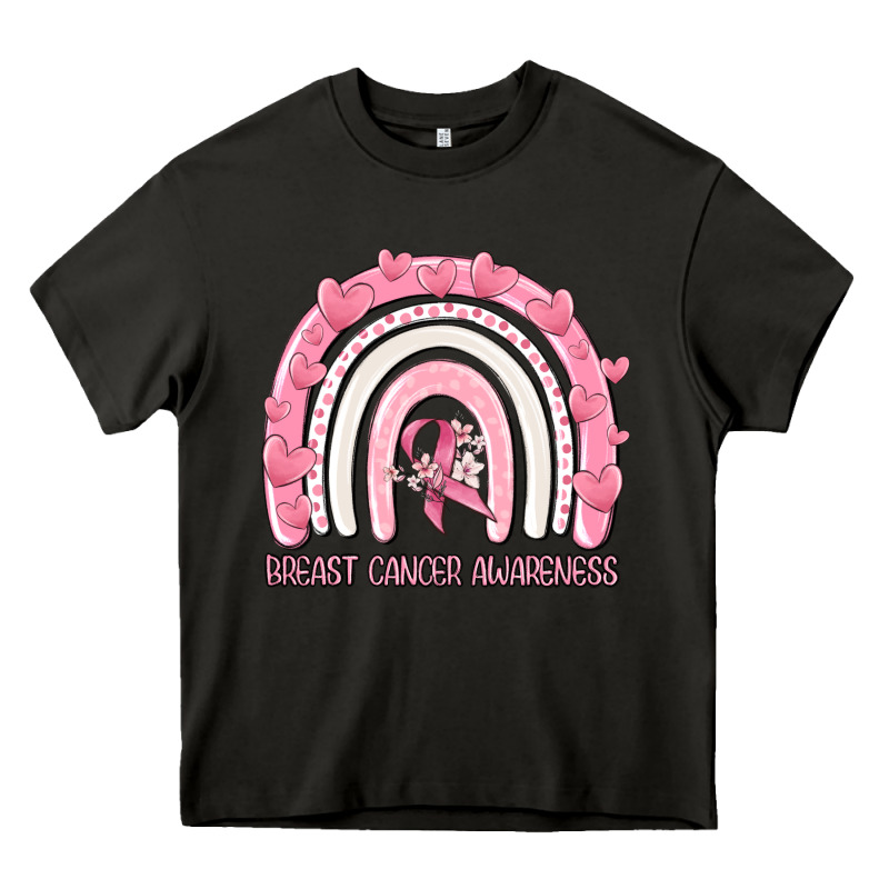 Breast Cancer  Awareness Rainbow Heavy Core Tee by MaliasSmallBusiness | Teevron