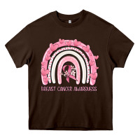 Chocolate Brown breast cancer  awareness rainbow Heavy Core Tee - MaliasSmallBusiness