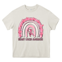 Cream breast cancer  awareness rainbow Heavy Core Tee - MaliasSmallBusiness