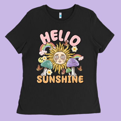 Hello Sunshine Ladies Tee Designed By Maliassmallbusiness