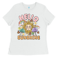 White hello sunshine Ladies Tee - MaliasSmallBusiness