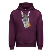 Mauve Wine Guanaco Llama Head Urban Hoodie - LillyAllenDesigns