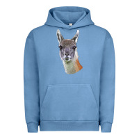 Pigment Pebble Blue Guanaco Llama Head Urban Hoodie - LillyAllenDesigns