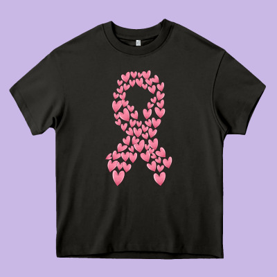 Breast Cancer Ribbon Heavy Core Tee Designed By Maliassmallbusiness