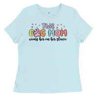 Baby Blue this dog mom wears her heart on her sleeve Ladies Tee - MaliasSmallBusiness