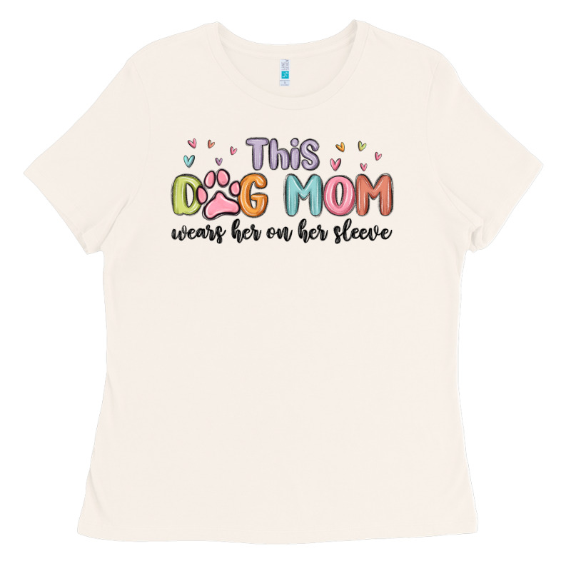 This Dog Mom Wears Her Heart On Her Sleeve Ladies Tee by MaliasSmallBusiness | Teevron