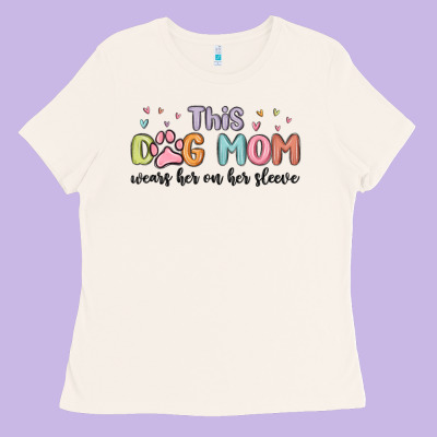 This Dog Mom Wears Her Heart On Her Sleeve Ladies Tee Designed By Maliassmallbusiness