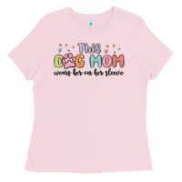 Bubblegum Pink this dog mom wears her heart on her sleeve Ladies Tee - MaliasSmallBusiness