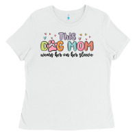 White this dog mom wears her heart on her sleeve Ladies Tee - MaliasSmallBusiness