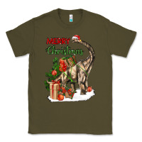 Army Green merry christmas brachiosaurus Classic Tee - LillyAllenDesigns