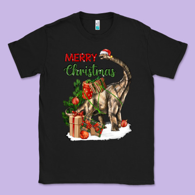 Merry Christmas Brachiosaurus Classic Tee Designed By Lillyallendesigns