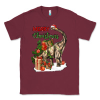 Burgundy merry christmas brachiosaurus Classic Tee - LillyAllenDesigns