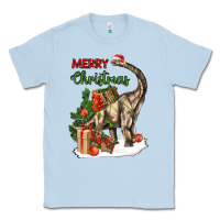 Dusty Blue merry christmas brachiosaurus Classic Tee - LillyAllenDesigns