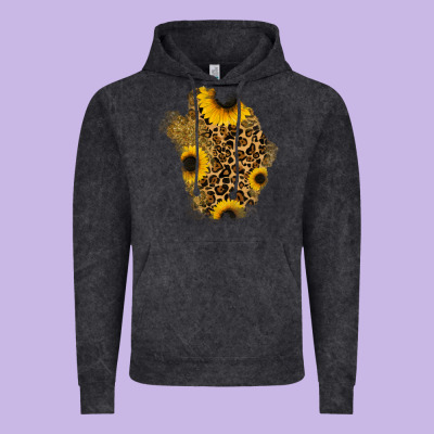 Glitter Sunflowers Leopard Patch Vintage Hoodie Designed By Ranaportraitstore
