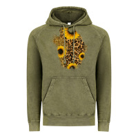 Vintage Olive glitter sunflowers leopard patch Vintage Hoodie - RanaPortraitStore