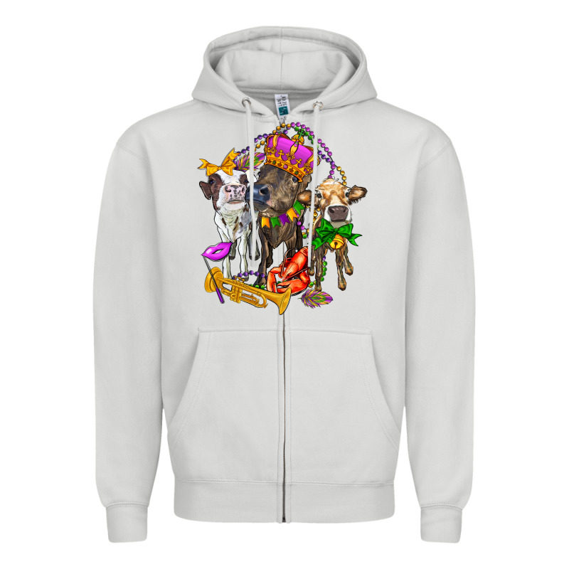 Little Cows And Mardi Gras Party Olivia Zipper Hoodie by OliviaCreatesArt | Teevron