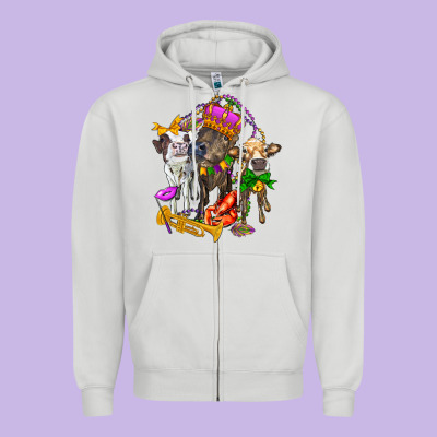 Little Cows And Mardi Gras Party Olivia Zipper Hoodie Designed By Oliviacreatesart