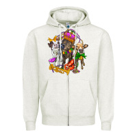 Oatmeal Heather little cows and mardi gras party olivia Zipper Hoodie - OliviaCreatesArt