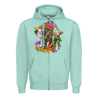 Seafoam little cows and mardi gras party olivia Zipper Hoodie - OliviaCreatesArt