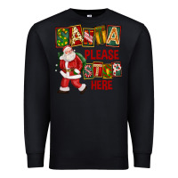 Black Santa Please Stop Here Premium Sweatshirt - FaDigitalArtStudio
