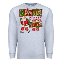 Heather Grey Santa Please Stop Here Premium Sweatshirt - FaDigitalArtStudio