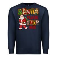 Navy Santa Please Stop Here Premium Sweatshirt - FaDigitalArtStudio