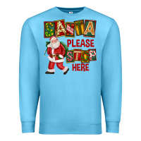 Ocean Blue Santa Please Stop Here Premium Sweatshirt - FaDigitalArtStudio