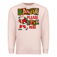 Pale Pink Santa Please Stop Here Premium Sweatshirt - FaDigitalArtStudio