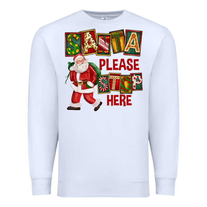 Santa Please Stop Here Premium Sweatshirt by FaDigitalArtStudio | Teevron