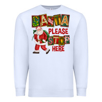 White Santa Please Stop Here Premium Sweatshirt - FaDigitalArtStudio
